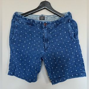 Men's J.Crew True Indigo Hashtag Printed Cotton Short, 30